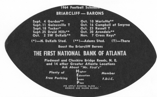 1964 Barons Football Schedule