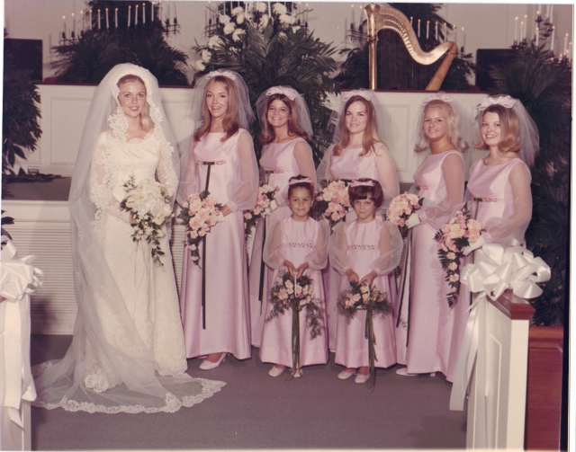 Steel Magnolias, Phyllis Houston Teel with Brides Maids Gay Fleming, Delaine Wheeler, Alice Holley, Peggy Moon and Ellen Wright.  
